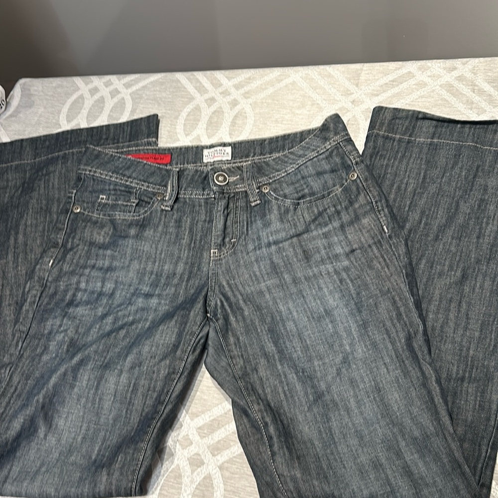 Tommy Hilfiger Jeans Women Size 28 Bootcut Fit Blue/Gray Flag